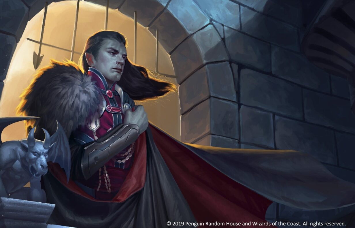strahd von zarovich na entrada do castelo ravenloft